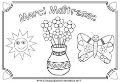 Coloriage Maitresse Decole Gratuit Une Jolie Carte "merci Ma Tresse"   Télécharger Gratuitement
