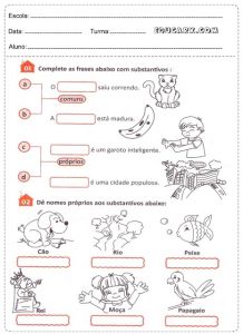 Coloriage Maitresse école Plete as Frases Substantivos Uns E Pr³prios