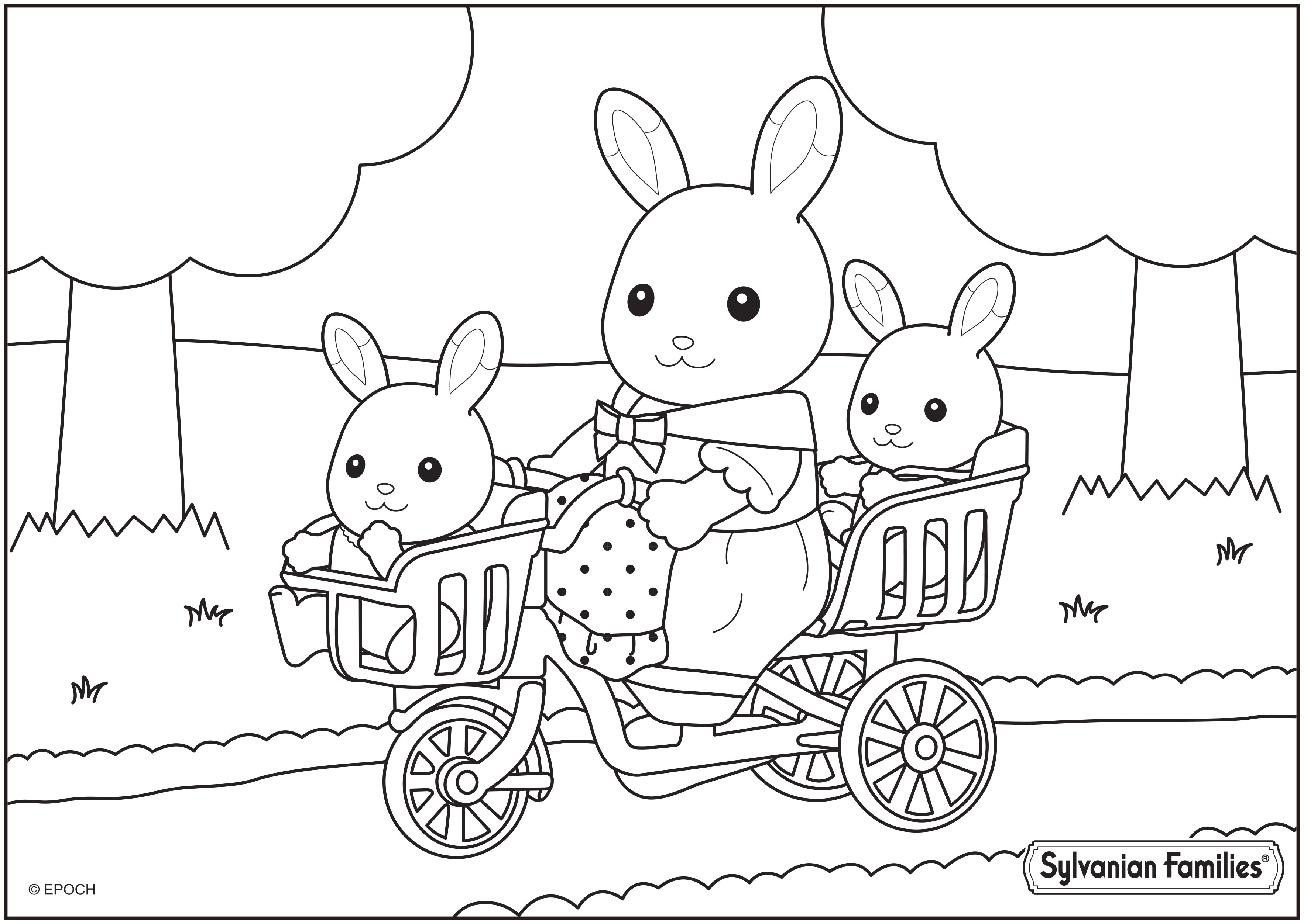 Coloriage Maman Et Bébé Animaux Coloriage De La Balade   Vélo De Maman Lapin