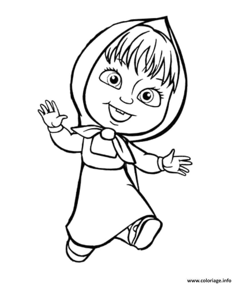 Coloriage Masha Et Michka Gratuit A Imprimer Coloriage Masha Et Michka Est Joyeuse Dessin  Imprimer