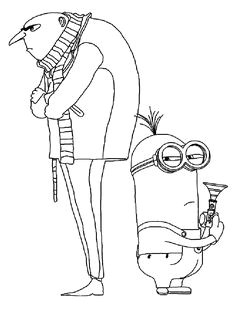 Coloriage Minions Moi Moche Et Méchant En Ligne Two Minions Armed Despicable Me 2 Coloring Pages