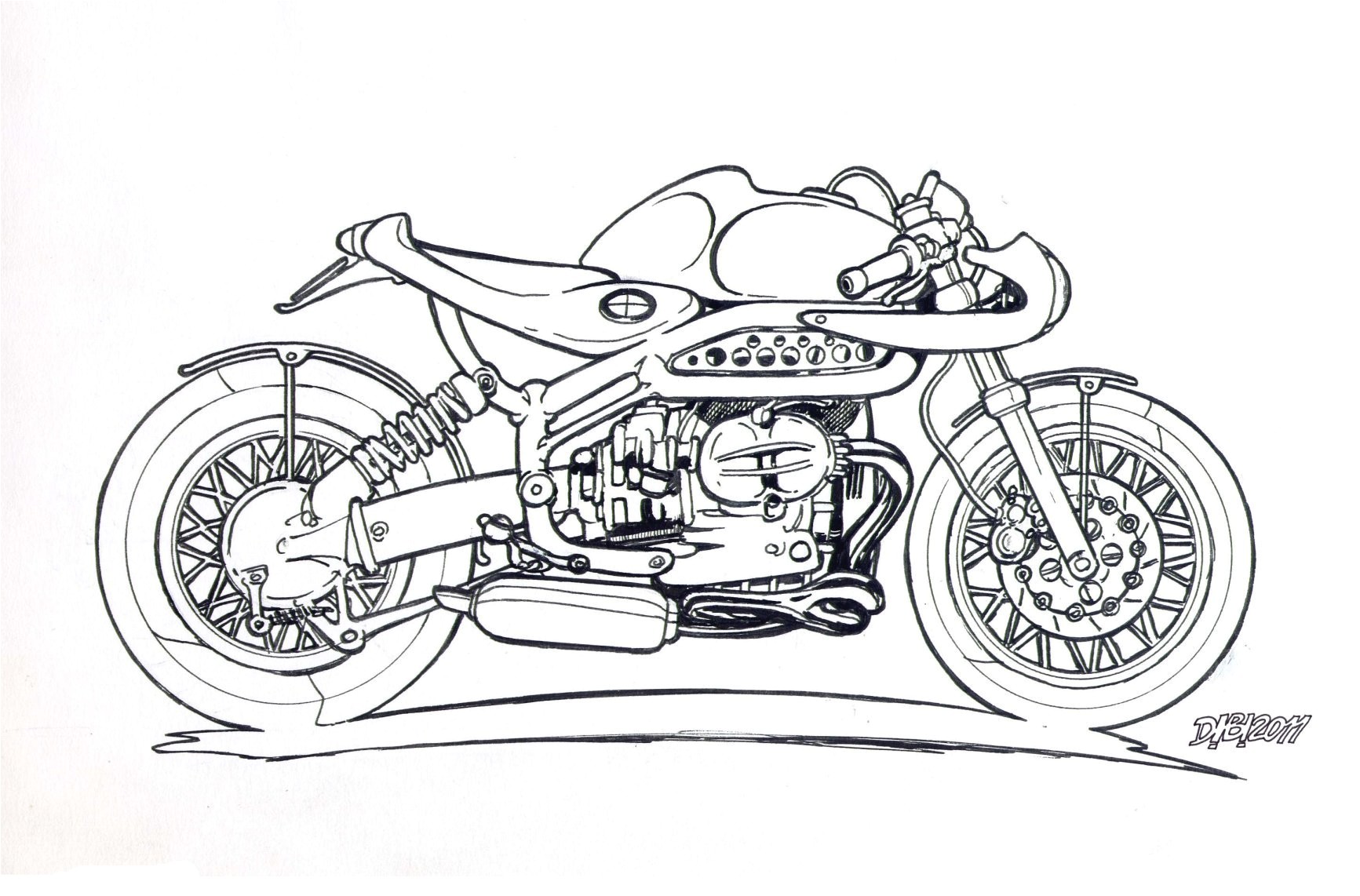 Coloriage Moto Bmw Les Mondes De Dibi Archive Du Blog Bmw Café Racer   Colorier…