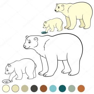 Coloriage Ours Banquise Coloriage Ours Polaire M¨re Avec son Bébé — Image Vectorielle Ya