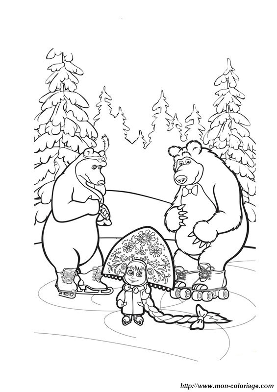 Coloriage Ours Michka Coloriage De Masha Et Michka Dessin Masha Michka   Colorier