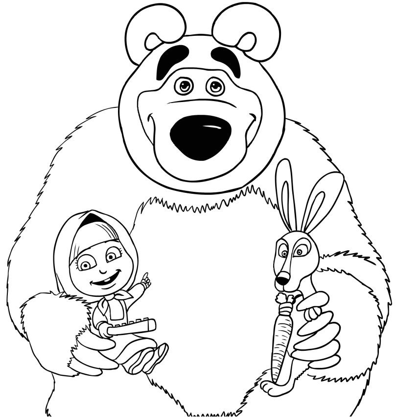Coloriage Ours Michka Coloriage De Masha L Ours Michka Et Le Lapin