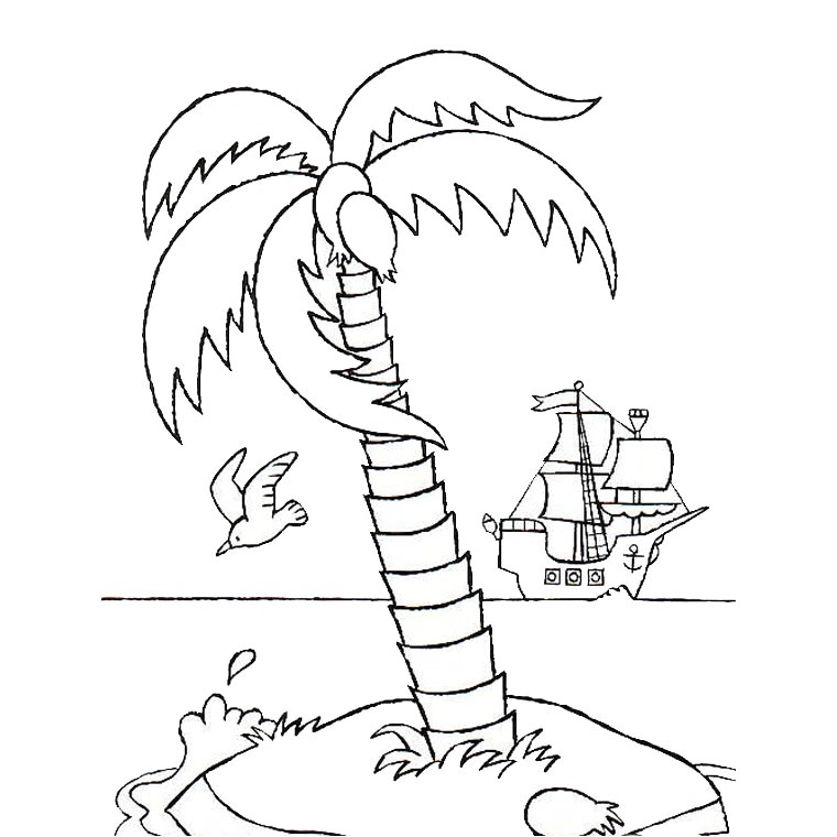 Coloriage Palmier à Imprimer Dessins De Pirates   Imprimer Az Coloriage