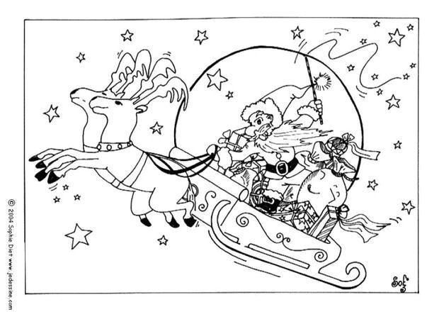 Coloriage Papa Noel Traineau Renne Coloriages Lire Et Apprendre Dessins Pour Les Enfants