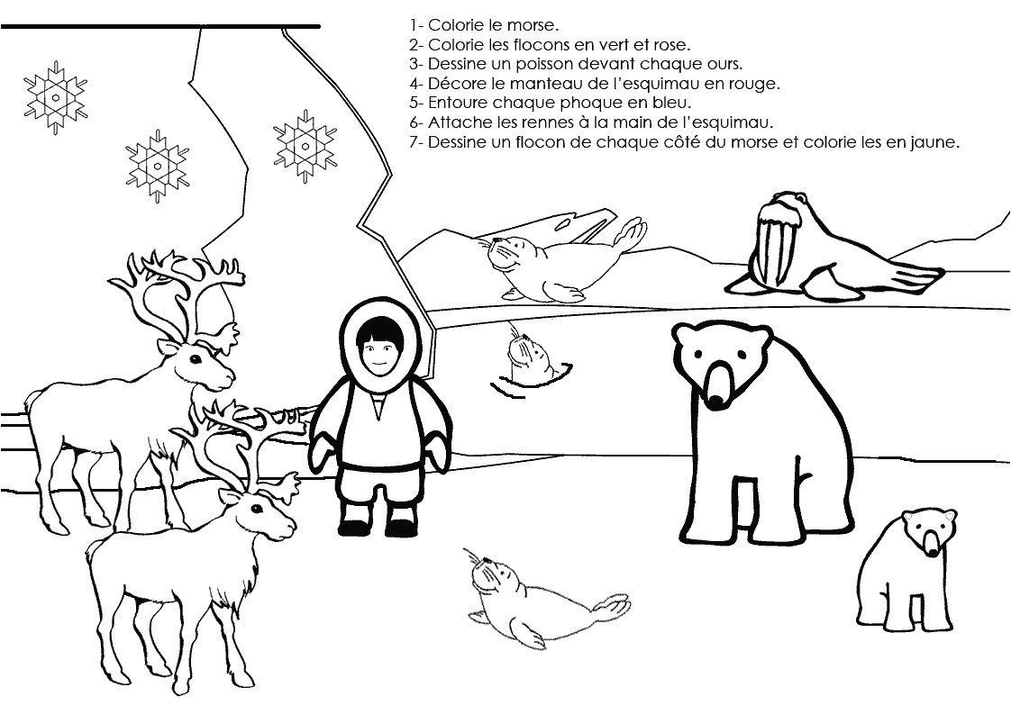 Coloriage Paysage Banquise Animaux Des P´les