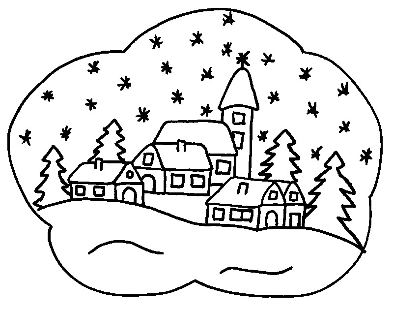 Coloriage Paysage Hiver Maternelle Coloriage Paysage Neige Les Beaux Dessins De Nature   Imprimer Et