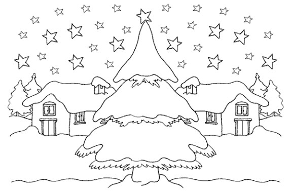 Coloriage Paysage Hiver Maternelle Coloriage Paysage Neige