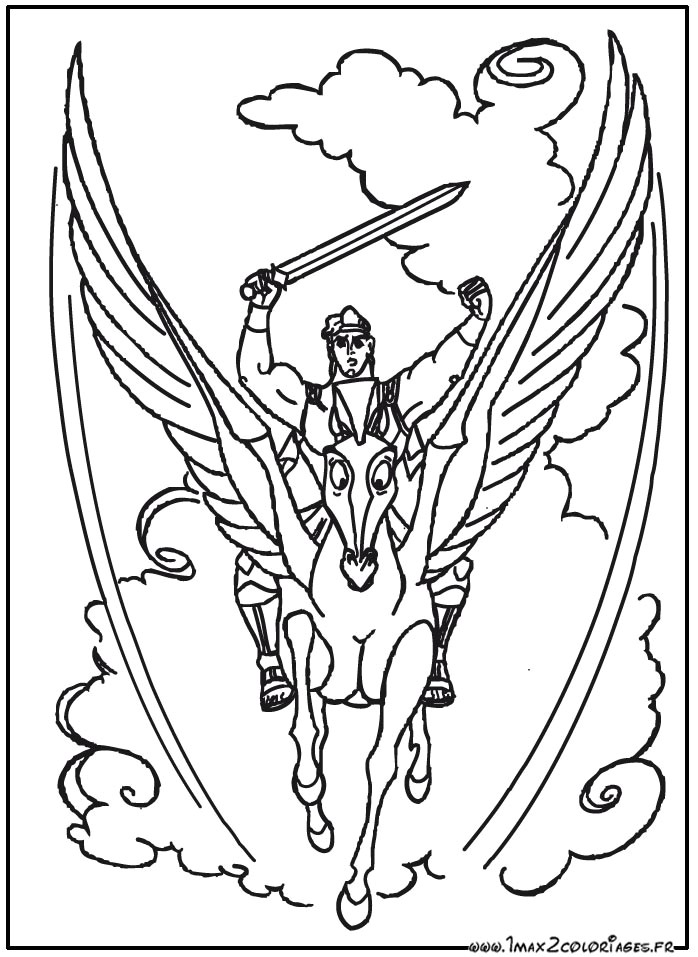 Coloriage Pegase Hercule Coloriage Hercule De Walt Disney Hercule Sur son Cheval A Imprimer