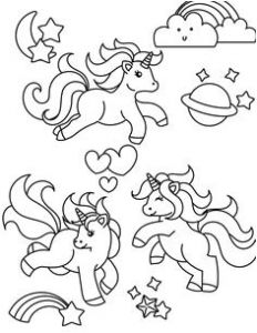 Coloriage Petit Poney à Imprimer Les Barbies Ensemble Avec Une Licorne Faisant Au Revoir Ses Amis