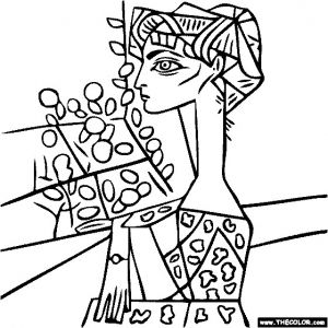 Coloriage Picasso Cp Pablo Picasso Portrait Of Jacqueline Roque Coloring Page