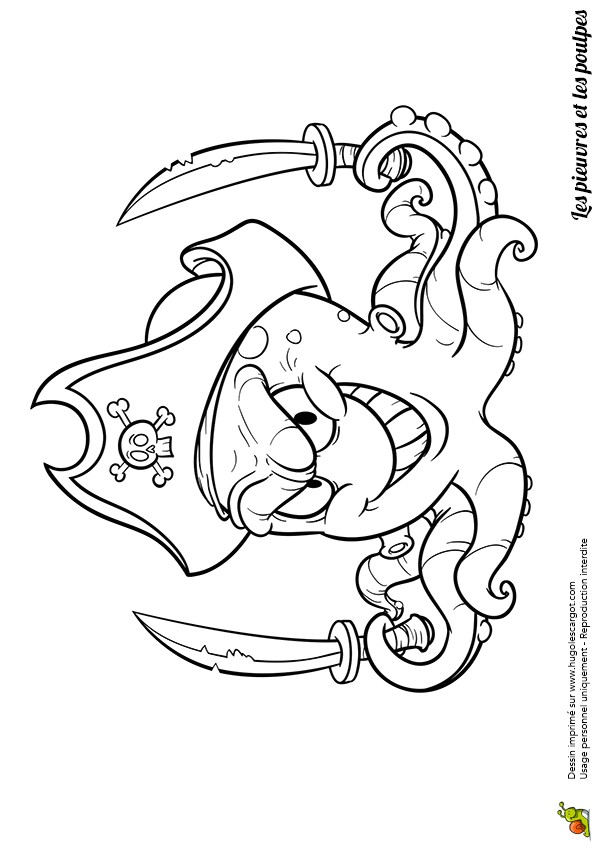 Coloriage Pieuvre Maternelle Yo Ho Ho Voil  La Pieuvre Pirate   Colorier