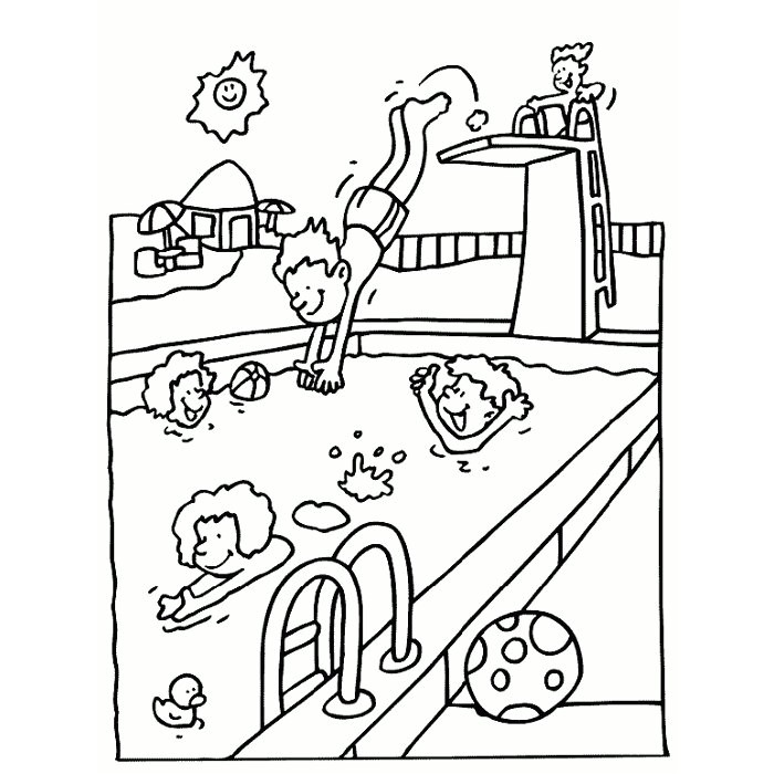 Coloriage Piscine Playmobil Coloriage   La Piscine A Imprimer Gratuit