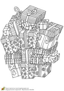 Coloriage Pixel Art A Colorier Dessin   Colorier Pour Un Hiver Zen Une Pile De Cadeaux De No L