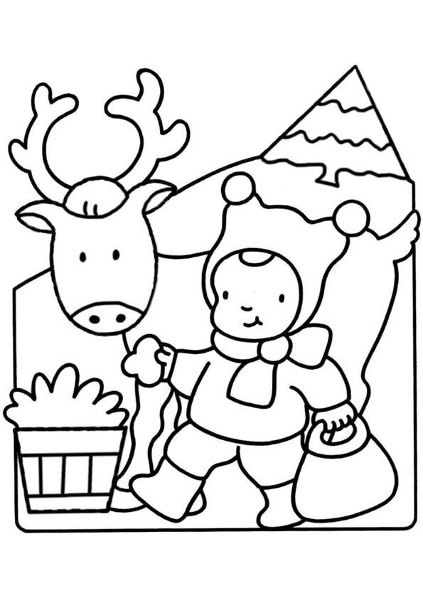 Coloriage Pour tout Petit Noel Coloriage Un Enfant Qui Donne   Manger   Un Cerf