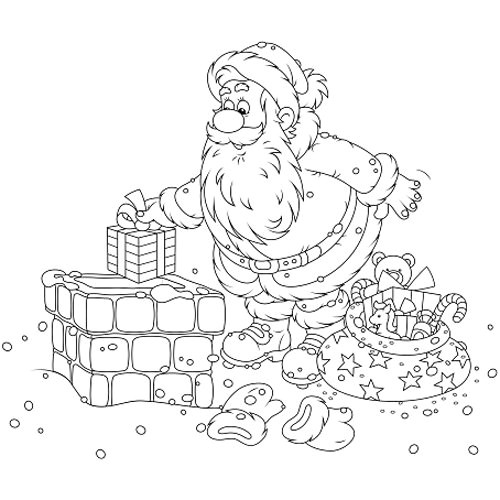 Coloriage Pour tout Petit Noel Le P¨re No L Sur La Cheminée En Coloriage   Imprimer Magicmaman