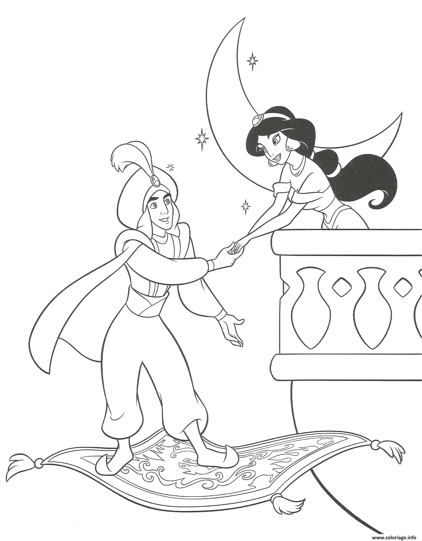 Coloriage Princesse Aladdin Coloriage Aladin Vient Chercher Princesse Jasmine Dessin