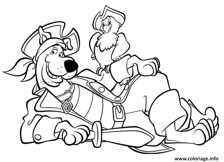 Coloriage Scoubidou En Ligne Coloriage Scooby Doo Pirate Peroquet Dessin