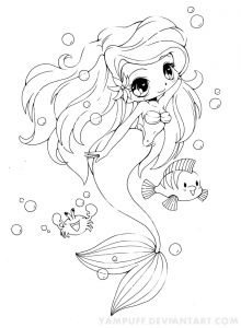 Coloriage Sirène Ariel A Imprimer Coloring Pages Draw Mermaids Ariel the Little Mermaid Chibi by
