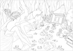 Coloriage sorcière Hansel Et Gretel Hansel &amp; Gretel Fairy Tales Adult Coloring Pages
