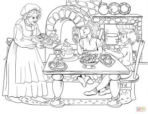 Coloriage sorcière Hansel Et Gretel the Witch Treats Children to Cakes Ice Creams and Can S Coloring