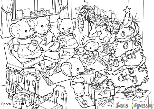 Coloriage Sylvanian Noel Coloriage La Famille éléphant Fªte No L Sans Dépasser