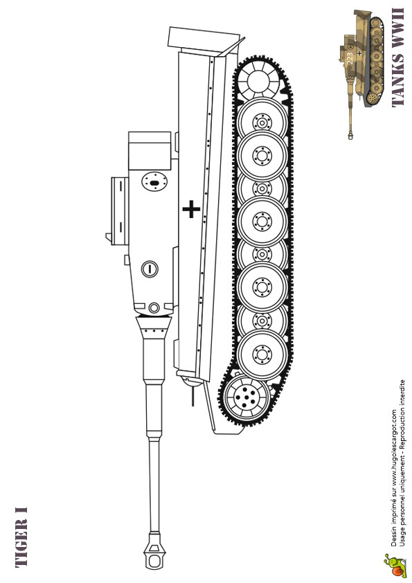 Coloriage Tank Allemand Dessin   Colorier Tank Allemand Ww2 Tiger 1