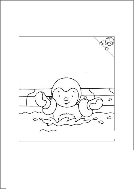 Coloriage Tchoupi Fait Du Vélo Coloriages D 39 Objets Piscine A La Piscine Dessin Deplim