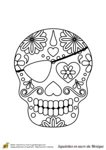 Coloriage Tete De Mort Mexicaine Coloriage Squelette Sucre Coeur Et Pirate Sur Hugolescargot