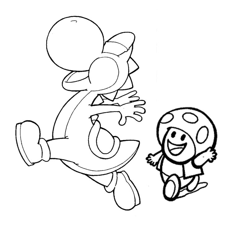 Coloriage toad Et Yoshi Coloriage Yoshi Et toad A Imprimer Gratuit