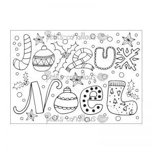 Coloriage tou Bichvat Carte Joyeux Noel   Colorier Christmas Card
