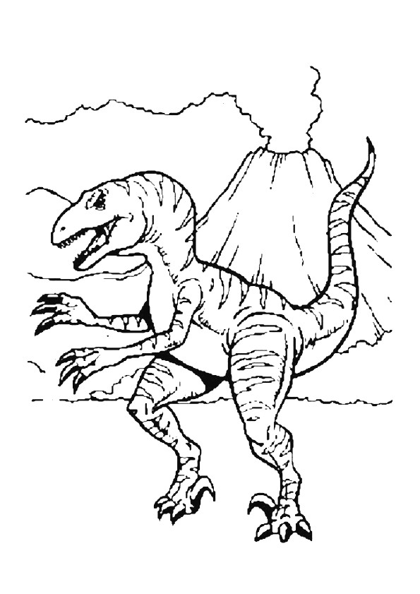 Coloriage Volcan Dinosaure Coloriage D Un Tyrannosaure Pr¨s D Un Volcan