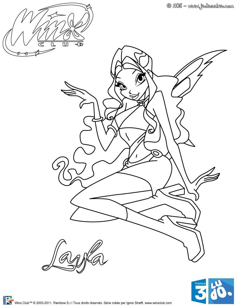 Coloriage Winx En Ligne Coloriages Layla   Colorier Fr Hellokids