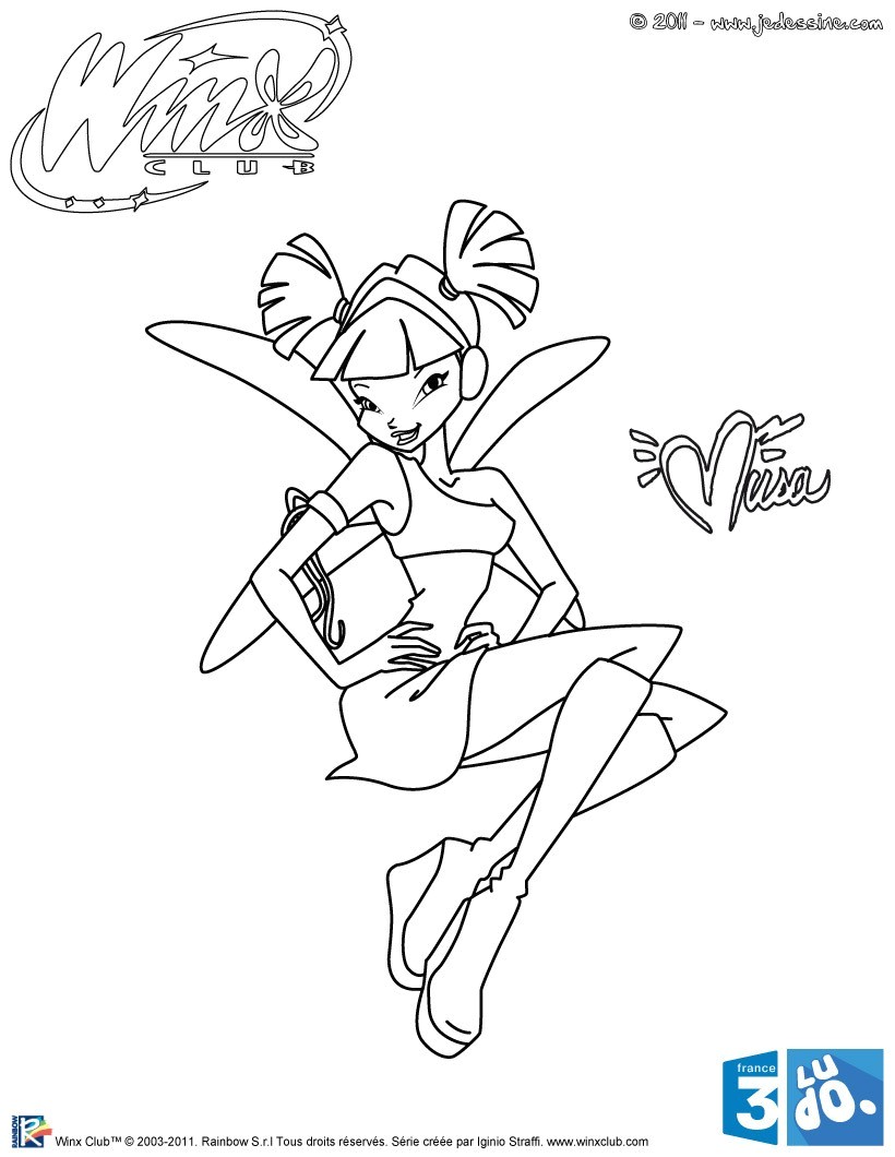 Coloriage Winx En Ligne Coloriages Musa   Colorier Fr Hellokids