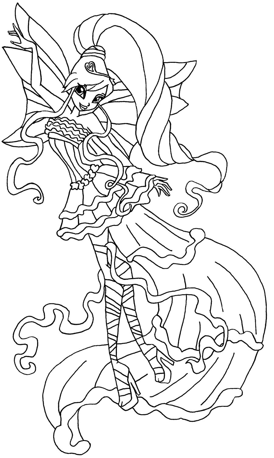 Coloriage Winx Harmonix Stella Harmonix Bw by Elfkena On Deviantart
