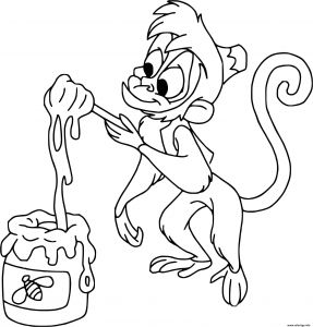 Dessin Coloriage Aladdin Coloriage Abu Le Singe De Aladdin Aime Le Miel Dessin