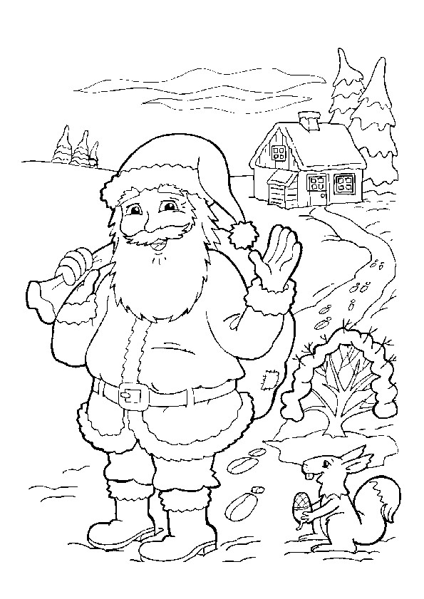 Dessin Coloriage Papa Noel Le P¨re No L Tr¨s Heureux D Avoir Distribué Les Cadeaux Aux Enfants