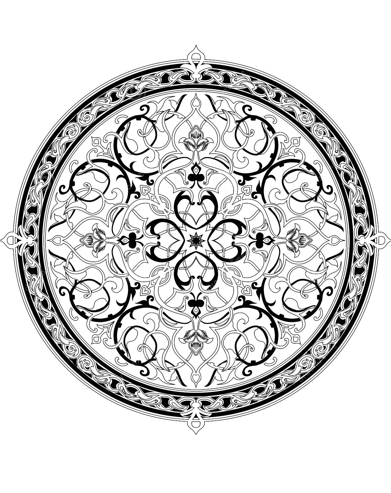 Dessin De Coloriage Rosace Free Coloring Page Coloring Adult oriental Mandala 1 Immerse