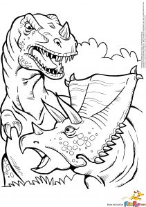 Dinosaure Coloriage T Rex Kleurplaat Printable T Rex and Triceratops Coloring Page