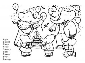 Famille Babar Coloriage Magique Babar Facile Coloriage Magique Coloriages Pour Enfants