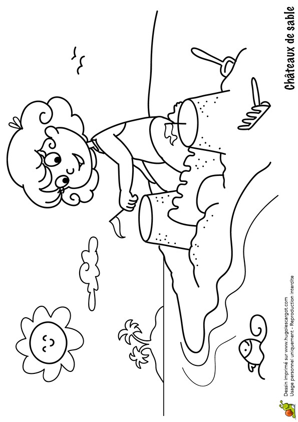 Image Coloriage Palmier Coloriage D Une Fillette En Trin De B¢tir son Ch¢teau De Sable   La
