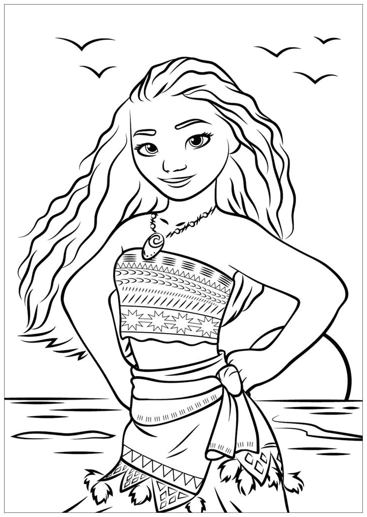 Imprimer Un Coloriage De Vaiana Facile Vaiana Cheveux Dans Le Vent Coloriage Va¯ana La Légende Du