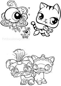 Jeux De Coloriage De Petshop 4 Coloriages Petshop Chenille Papillon Chien Chat Sur