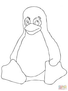 Jeux De Tux Paint Coloriage Linux Tux Penguin Coloring Page