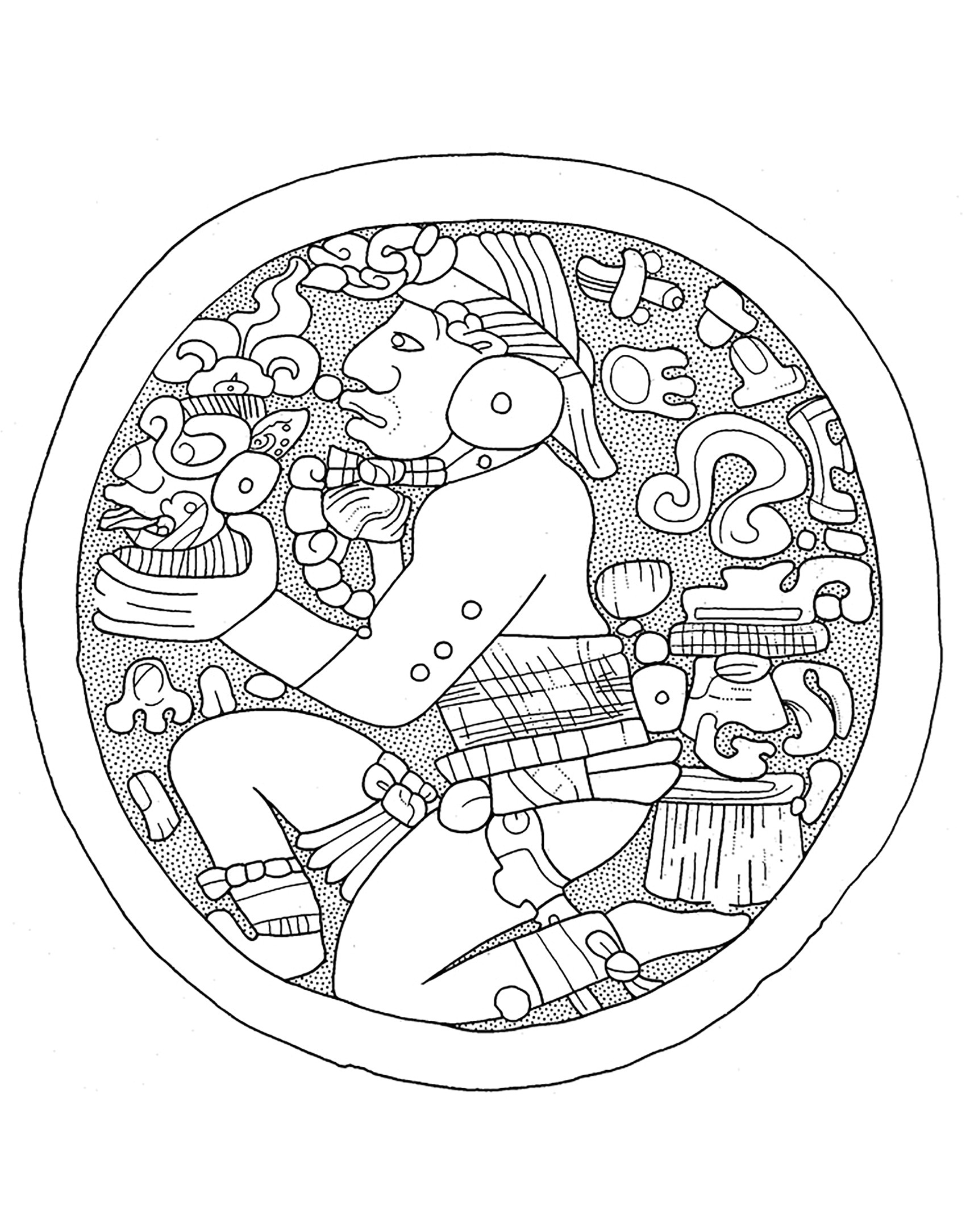 Les Grands Classiques Art Déco 100 Coloriages Anti Stress Mayan Ear Flare Plaque Mayans & Incas Adult Coloring Pages