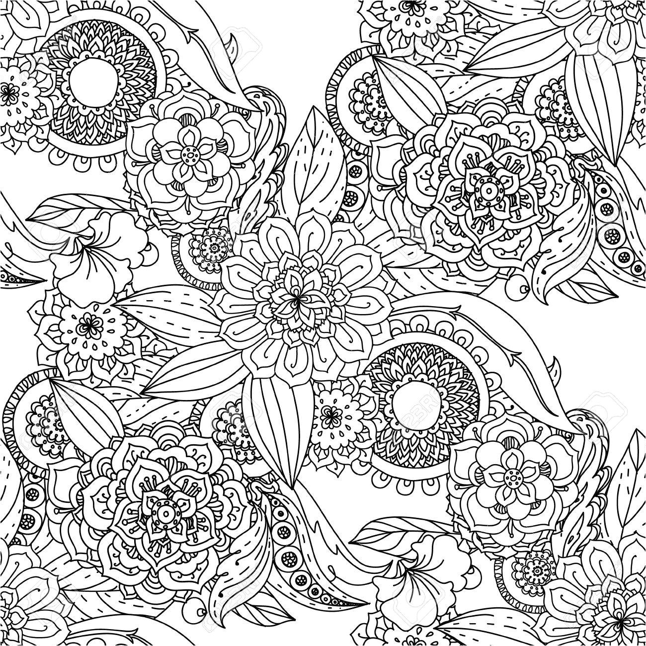 Livre Coloriage Adulte Fleur Seamless De Fleurs Pour Adultes Livre De Coloriage Dans Le Cél¨bre