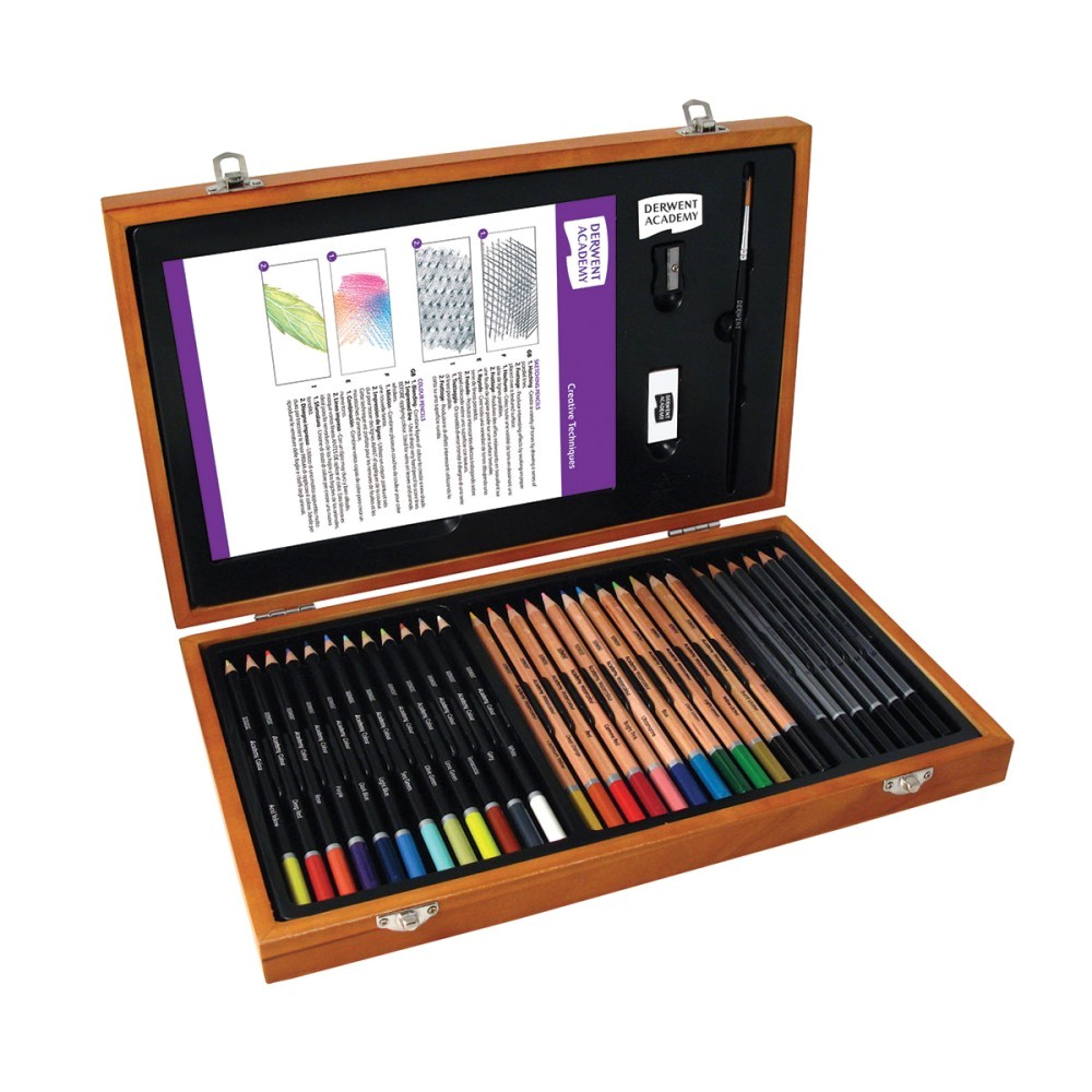 Malette De Coloriage En Bois Coffret Bois Techniques Du Dessin Cultura