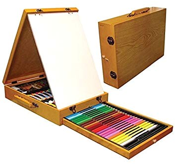 Malette De Coloriage En Bois Malette Dessin Bois 63 Pces Amazon Jeux Et Jouets